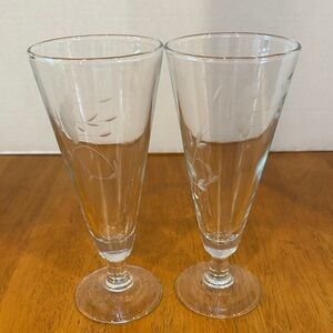 Princess House Heritage Design Crystal Pilsner Glass. 7 1/2” EUC